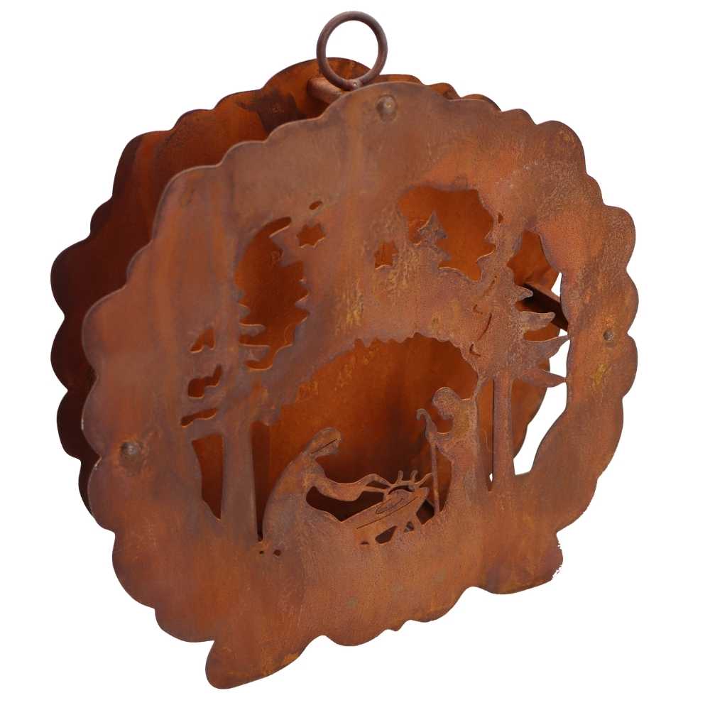 Handgefertigte Edelrost Krippendekoration für eine rustikale Weihnachtsatmosphäre als dekoratives Wohnaccessoire oder als Gartendeko.