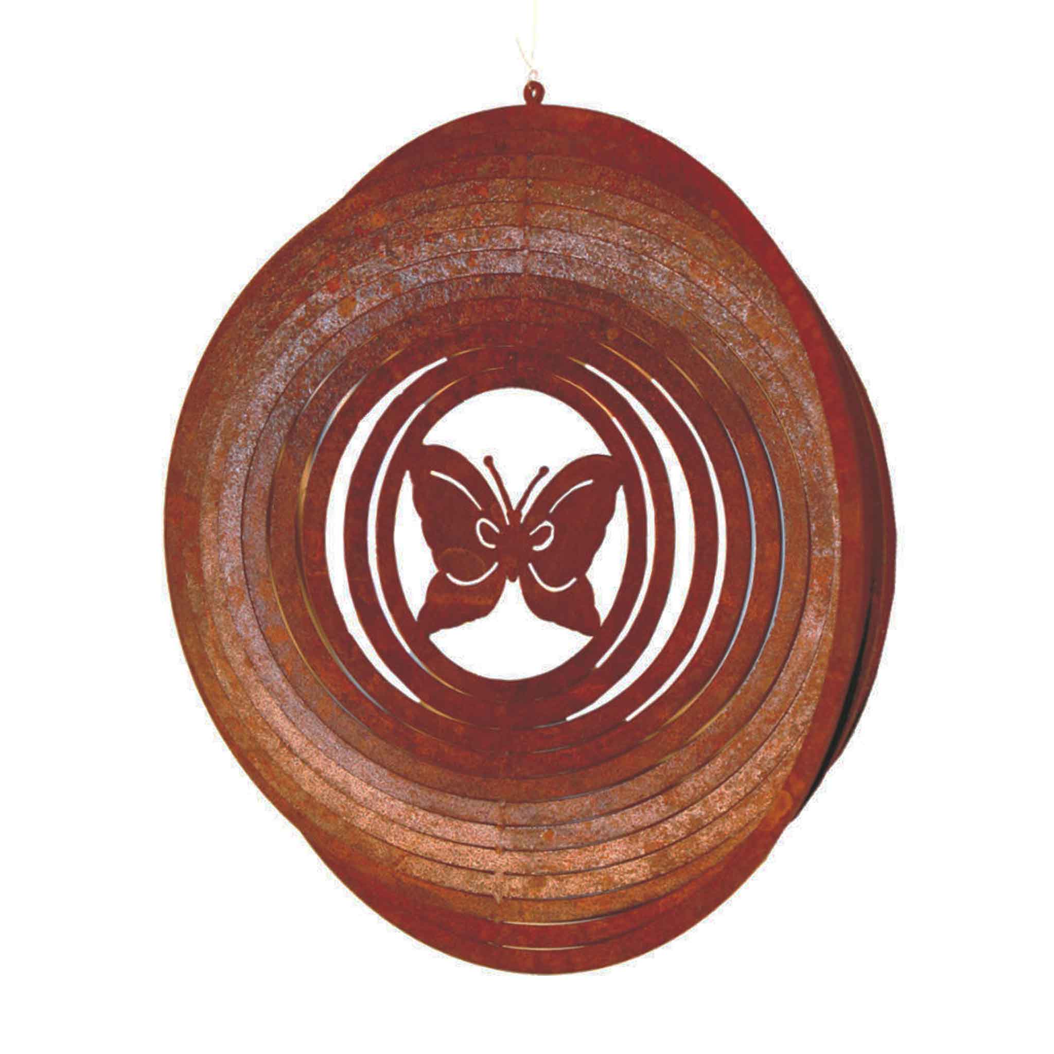 Edelrost Schmetterling Windspiel - rostige Gartendeko, Metall-Klangspiel, außergewöhnliches Design, Gartenkunst