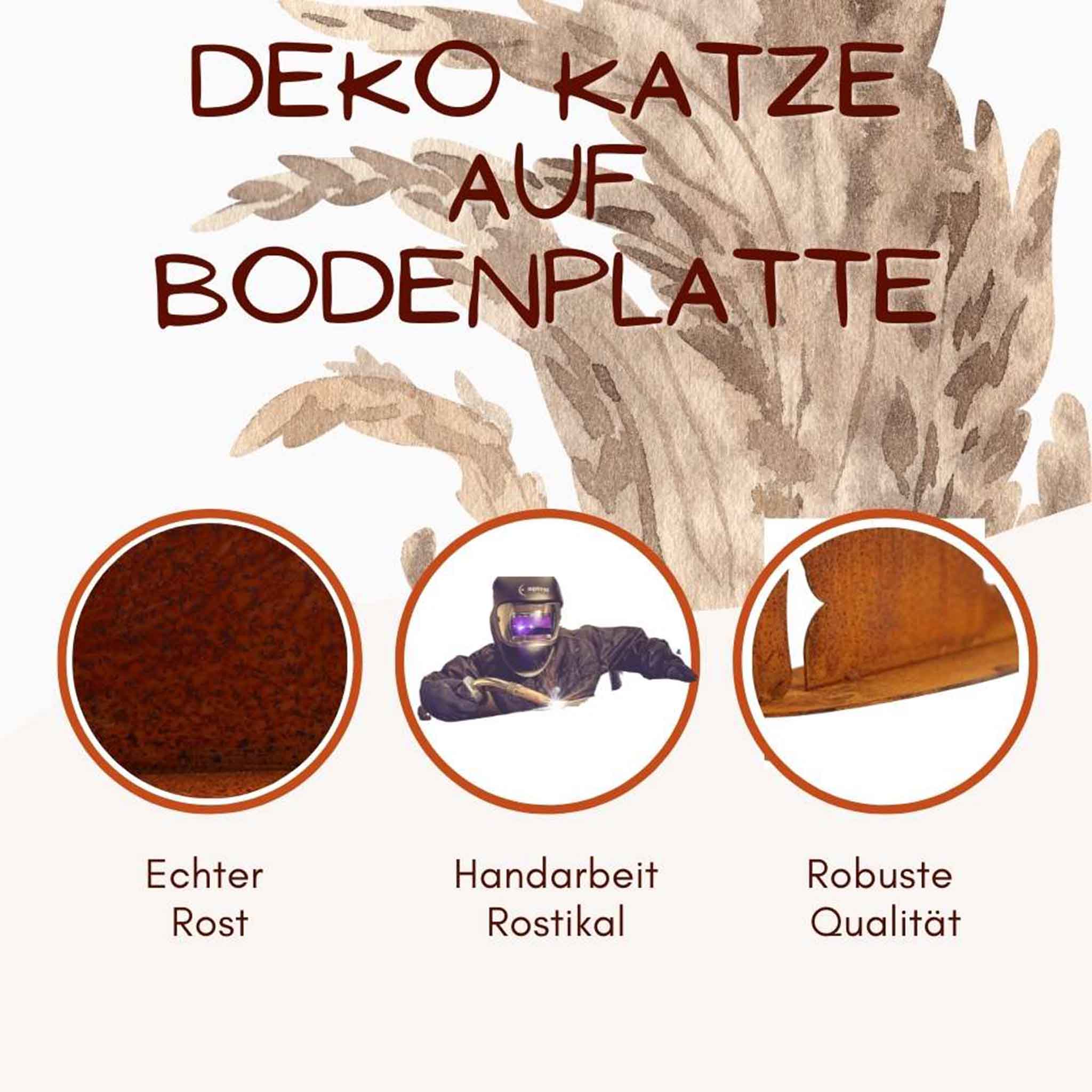 Edelrost Metallkatze sitzend - handgefertigte Rostdeko für Garten und Wohnbereich. Perfekt als Blickfang für drinnen und draußen.