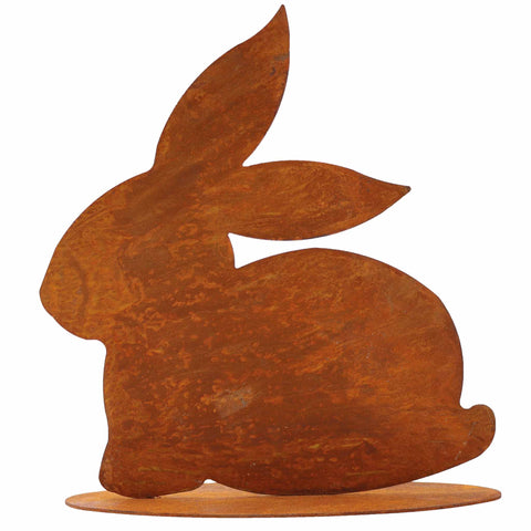 Handgefertigter Metall-Hase: Rustikale Hasenfigur als einzigartige Wohndeko für Ostern und den Frühling.