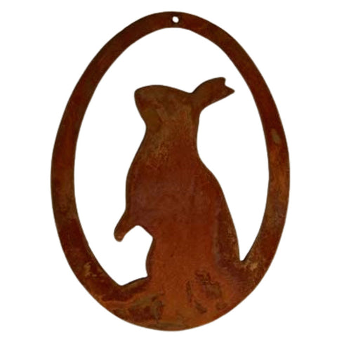 Rusty decorative bunny in an egg | Hanging window decoration for Easter | Hanging Easter eggs