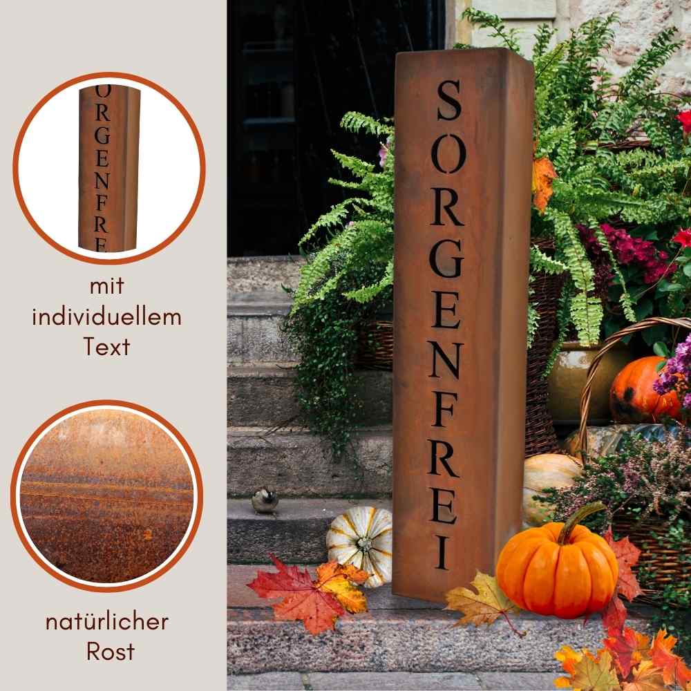 Bei Fragen oder Sonderwünschen zu Ihrer personalisierten Metallsäule aus Edelrost, nehmen Sie Kontakt mit uns auf – unsere Fachmitarbeiter beraten Sie gerne.