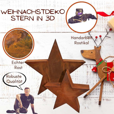 Dieser Weihnachtsdeko Stern in natürlichem Edelrost Look ist ein wahrer Blickfang. Ideal als Geschenkidee für den Advent oder zu Weihnachten