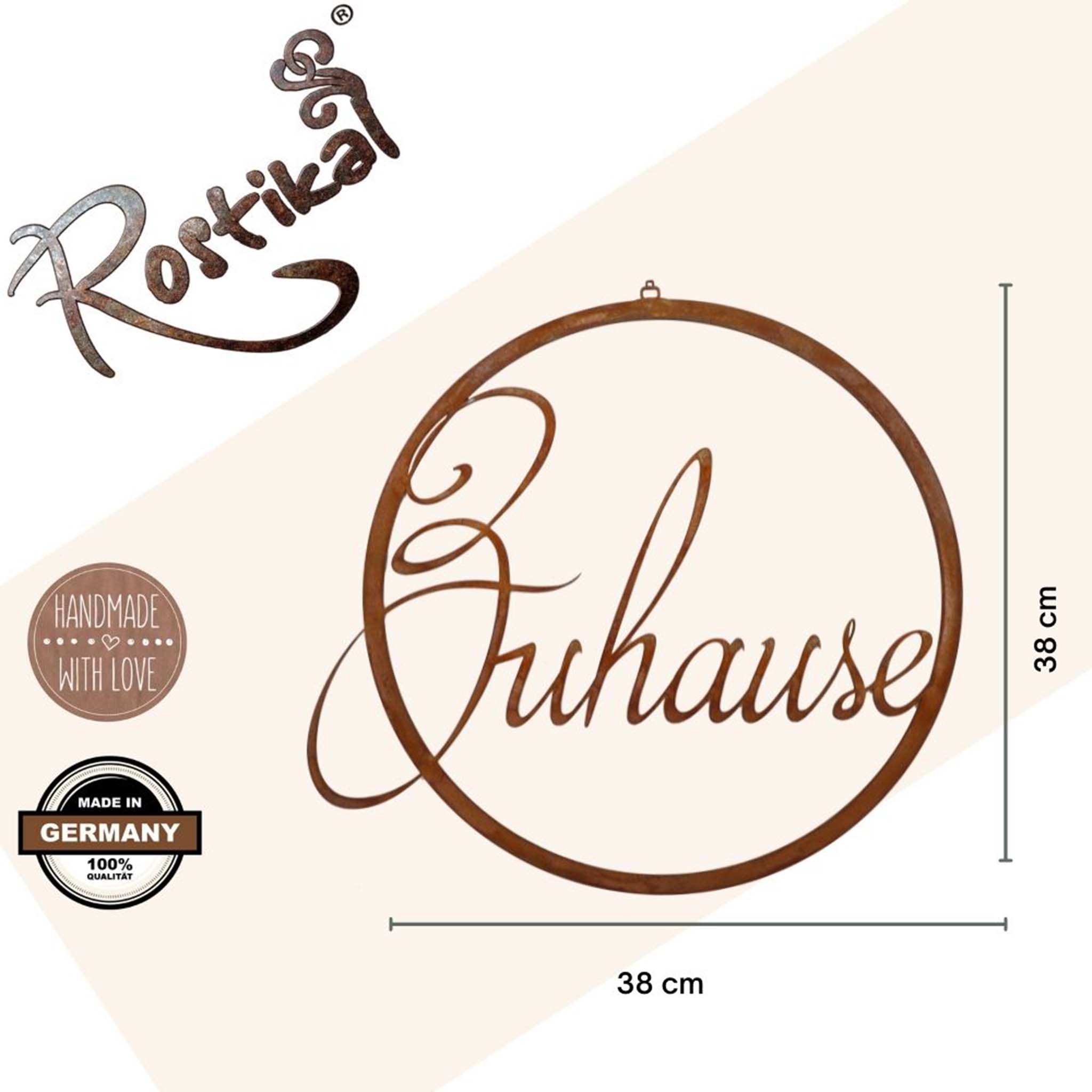 Edelrost 'Zuhause' Schriftzug - Türdeko für Haustür & Innenräume, ideal mit Trockenblumen Deko kombinierbar