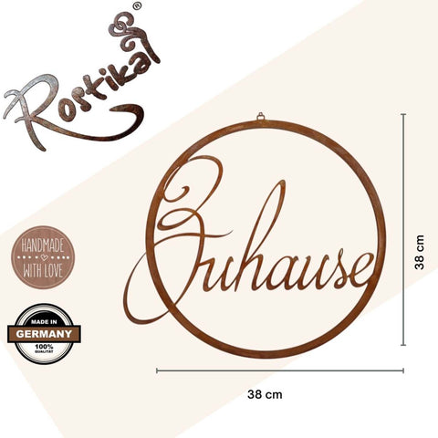 Edelrost 'Zuhause' Schriftzug - Türdeko für Haustür & Innenräume, ideal mit Trockenblumen Deko kombinierbar