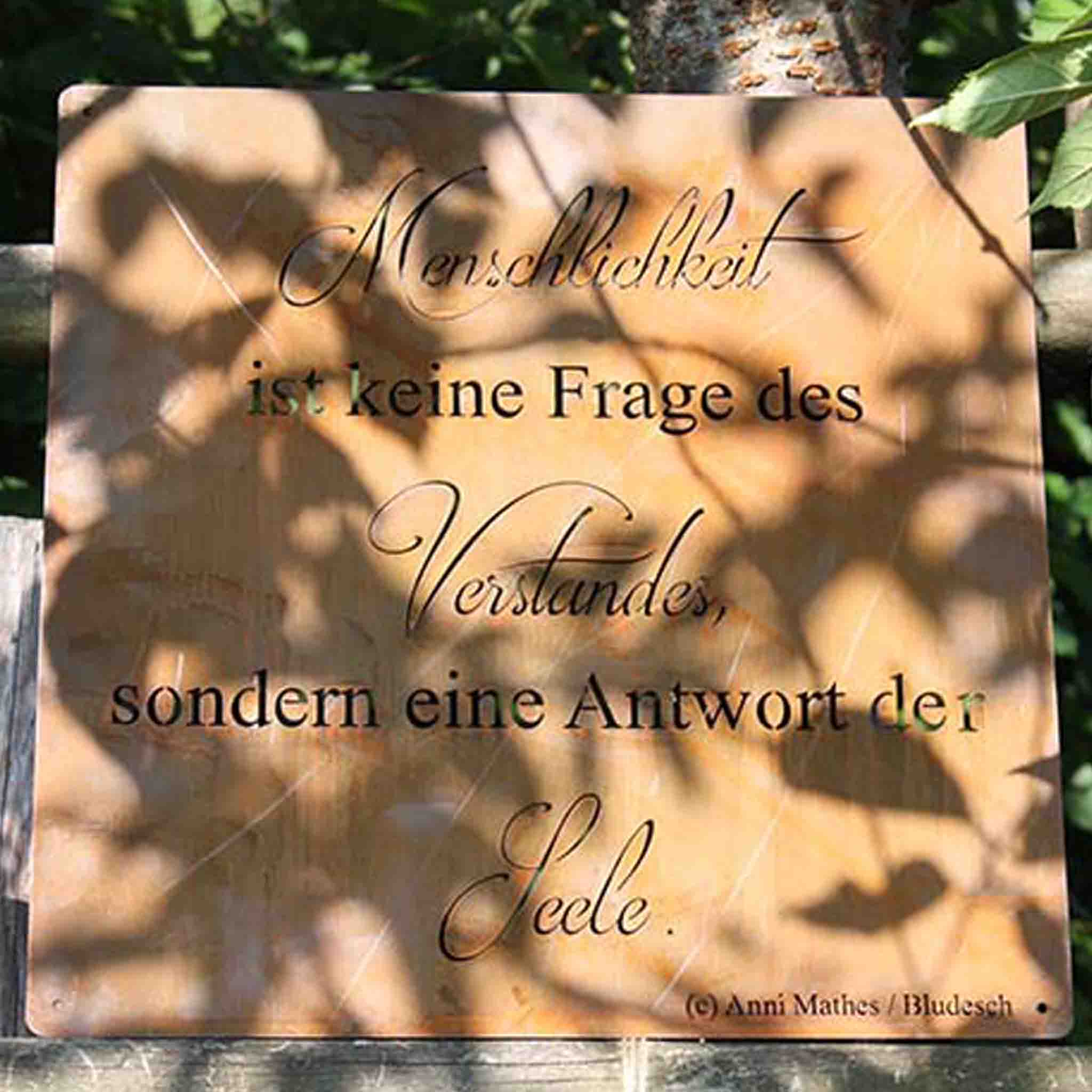 Dekoschild "Verstand und Seele" in Edelrostoptik