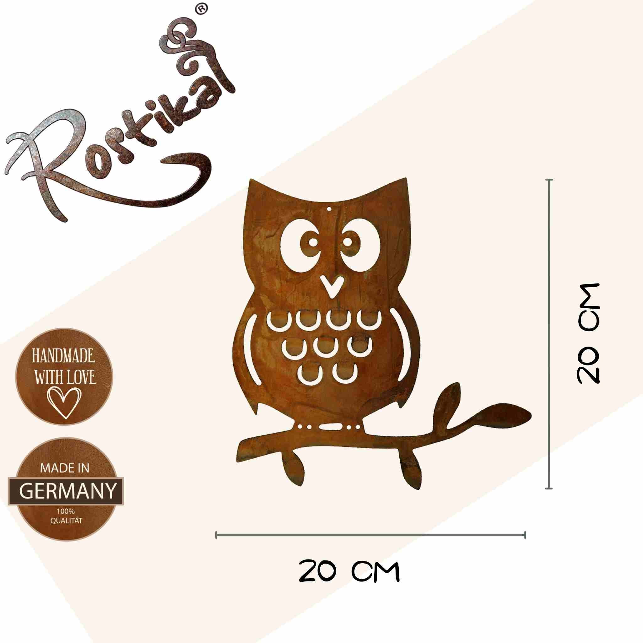 Eule Paulinchen aus rostigem Metall - ein liebevolles Detail fĂŒr ansprechende Gartendekoration