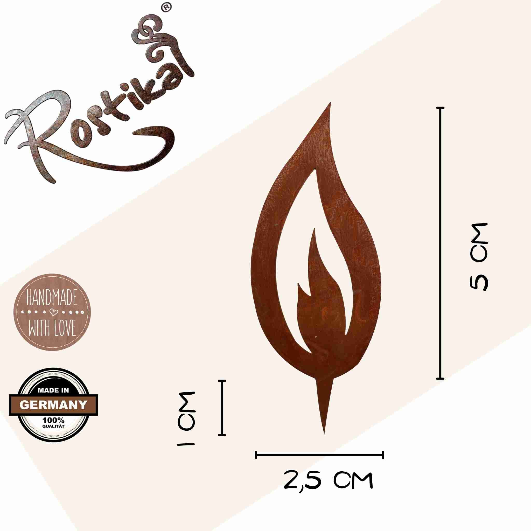 Metall Dekostecker Flammen zum Einschlagen in Holz in verschieden Größen von Rostikal