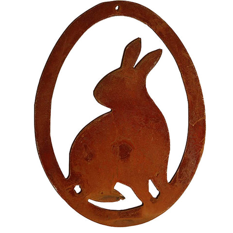 Rusty decorative bunny in an egg | Hanging window decoration for Easter | Hanging Easter eggs