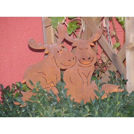 Elch Deko fĂŒr Weihnachten - Rost Gartenstecker Metall Elch Paar groĂ