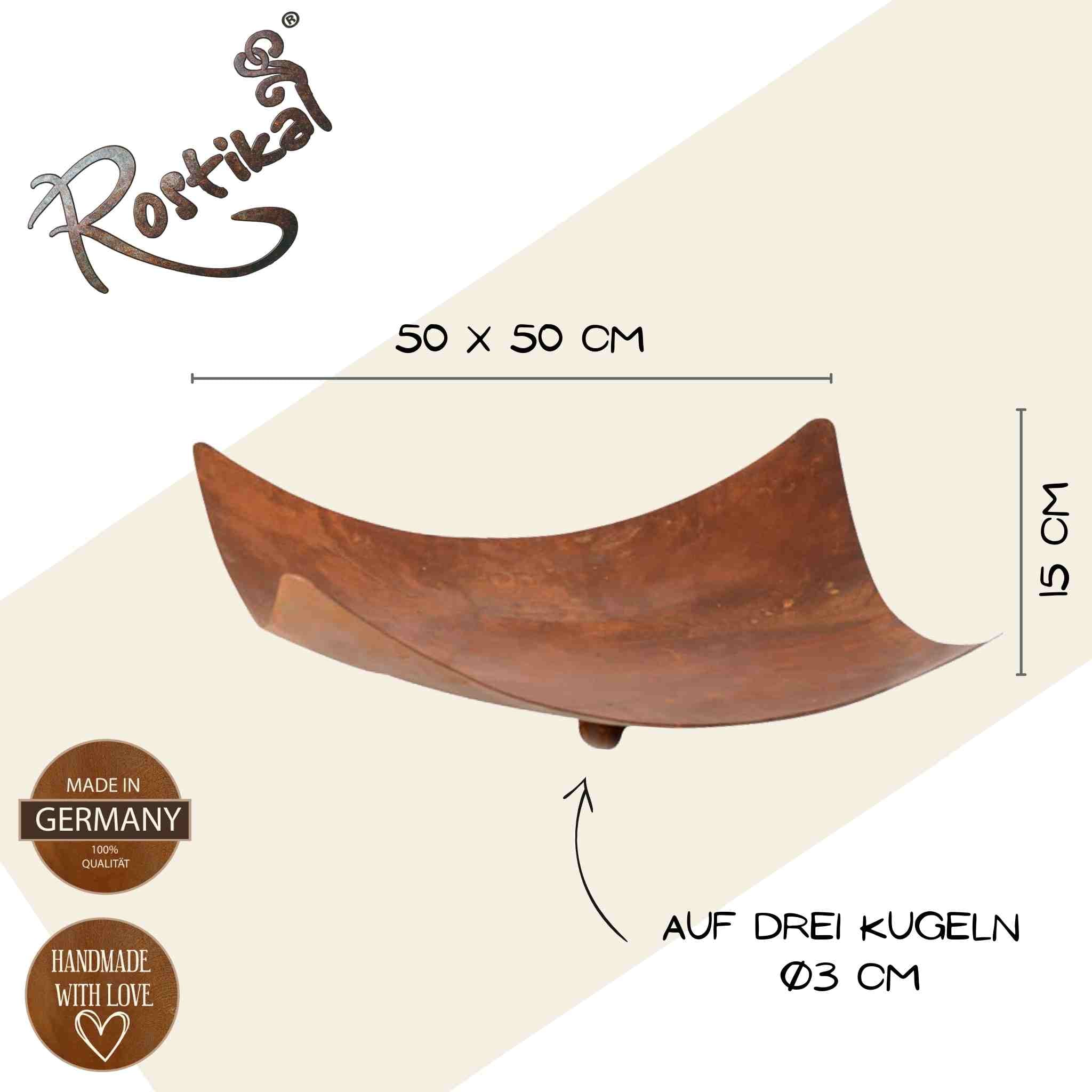 Rost Metall Pflanzschale geschwungen - elegante Garten Deko für ansprechende Outdoor-Bereiche