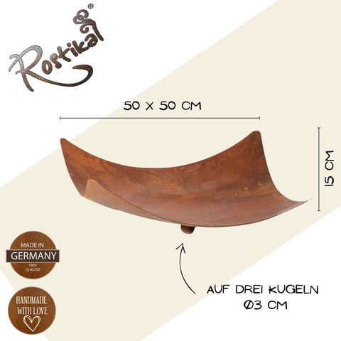 Rost Metall Pflanzschale geschwungen - elegante Garten Deko für ansprechende Outdoor-Bereiche