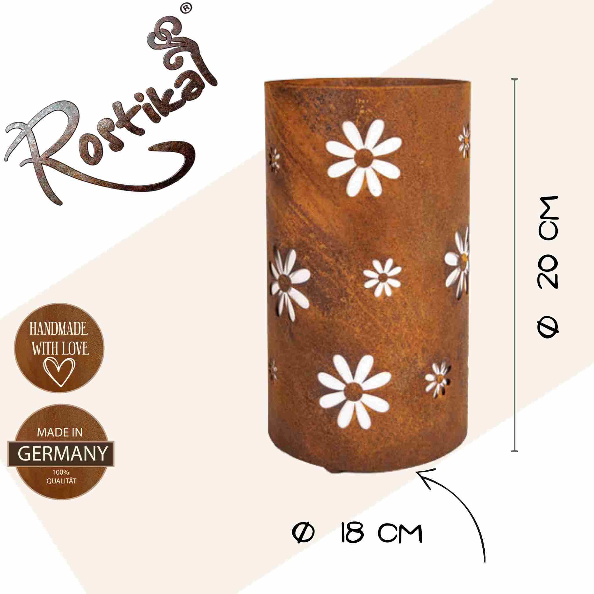 timmungsvolles Windlicht im rustikalen Look: Unser Metall-Windlicht mit Rostoptik und Blumenmuster - jetzt bei Edelrostshop entdecken!