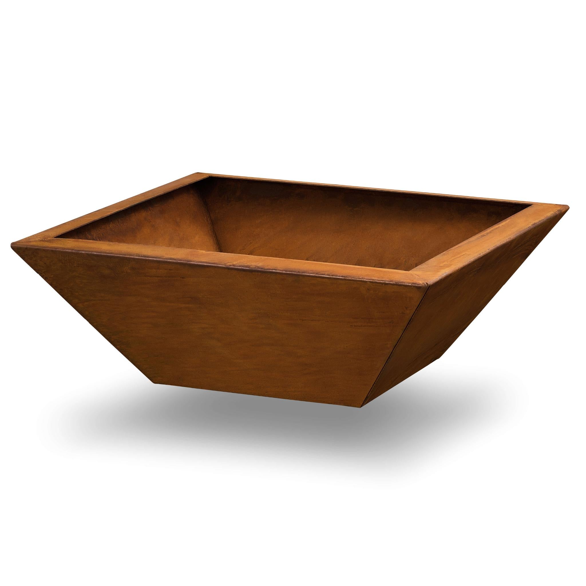 Rostige Blumenschale mit schlichtem Design, 40 x 40 cm, 15 cm tief, perfekte Dekoration für Balkon und Terrasse.