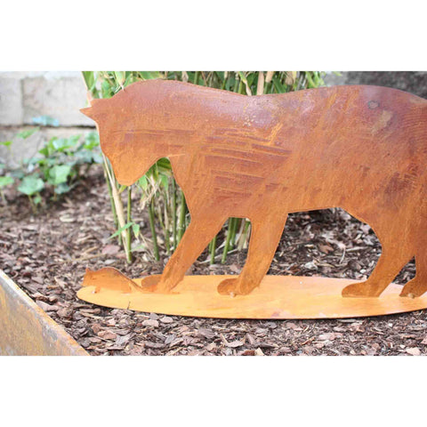 Rostige Metallkatze mit Maus - Besonderes Geschenk für alle Katzen- und Deko-Fans