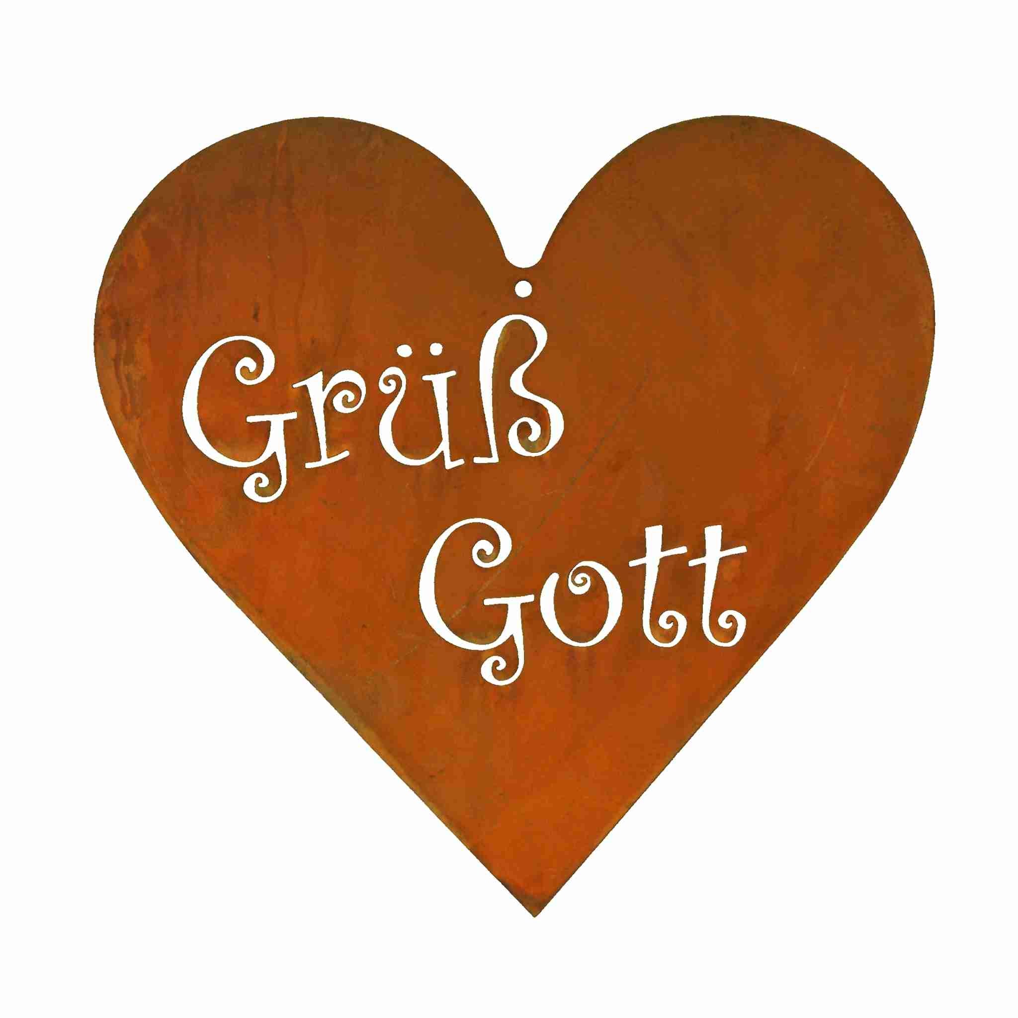 Edelrost Deko Rostherz Gruess Gott - Charmante Gartendekoration & Gartenaccessoire