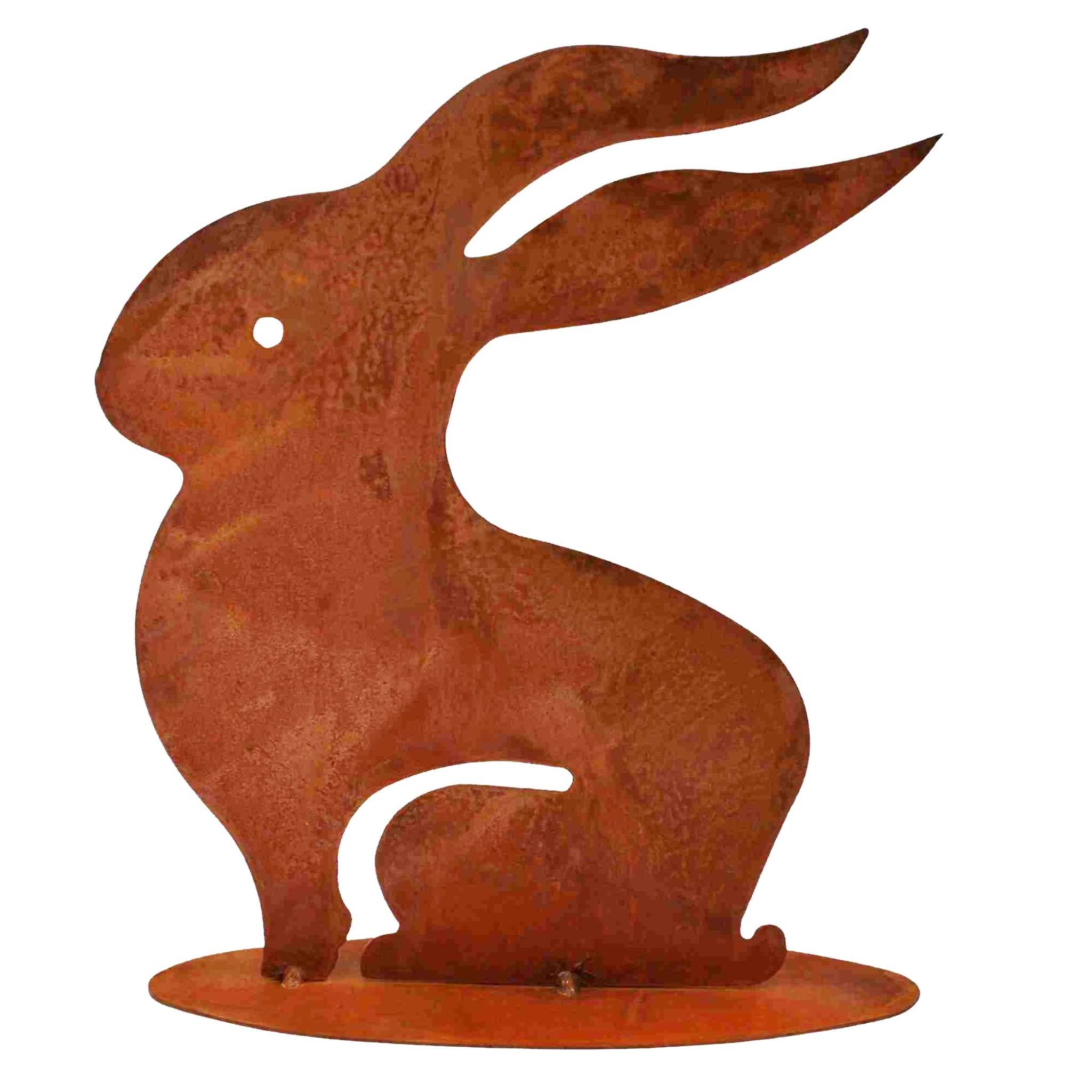 Handgefertigter Rost-Hase "Ulla": Rustikale Metalldeko mit einzigartigem Charme und Rosteffekt.