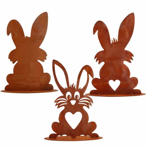 Edelrost Hase - Osterdekoration aus Metall, rostige Gartendeko für Frühlings- & Osterzeit, charmante Tierfigur