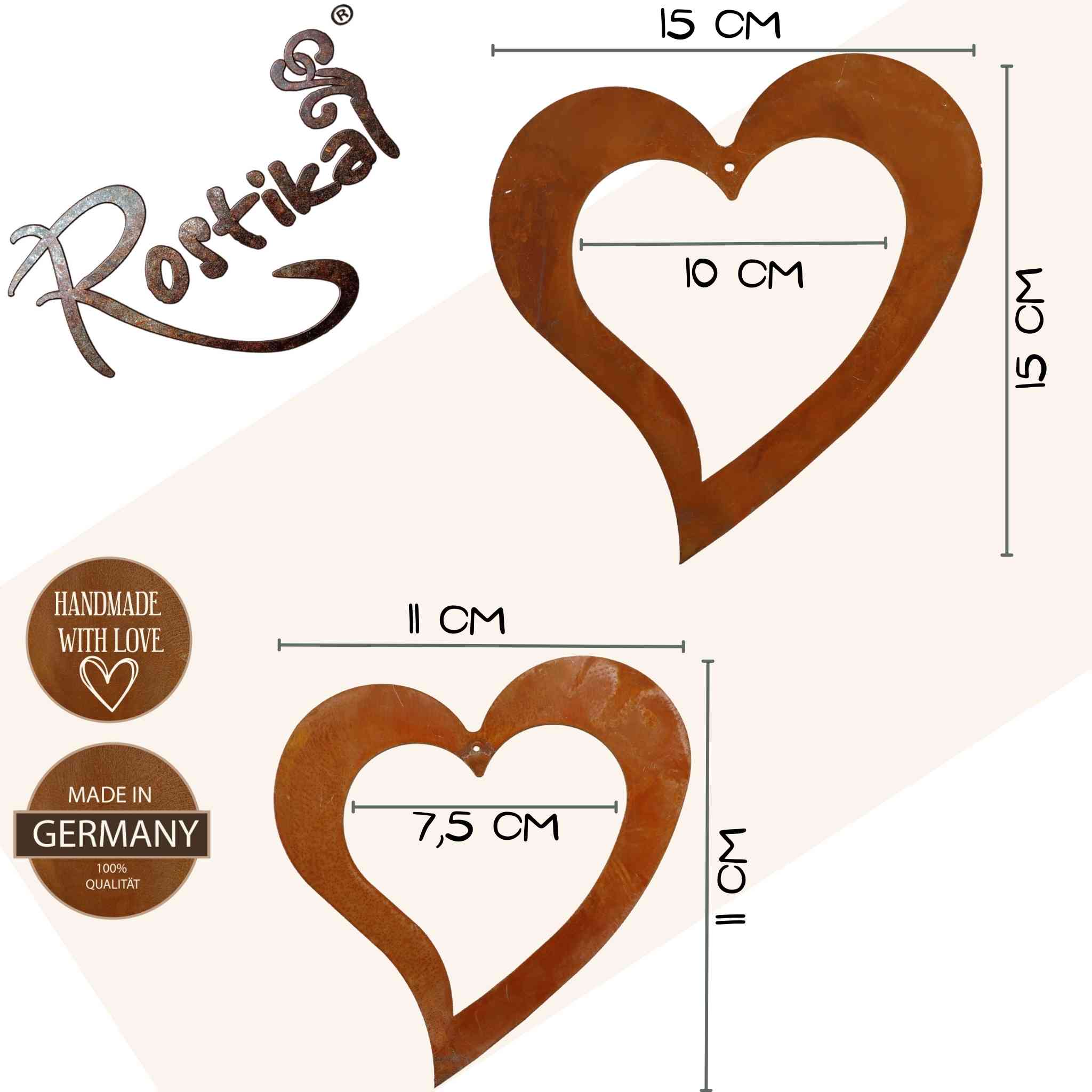 Wetterbeständiges Edelrost Herz zum Aufhängen als Blickfang, ideal als Fensterdekoration oder im Garten für eine romantische Atmosphäre.