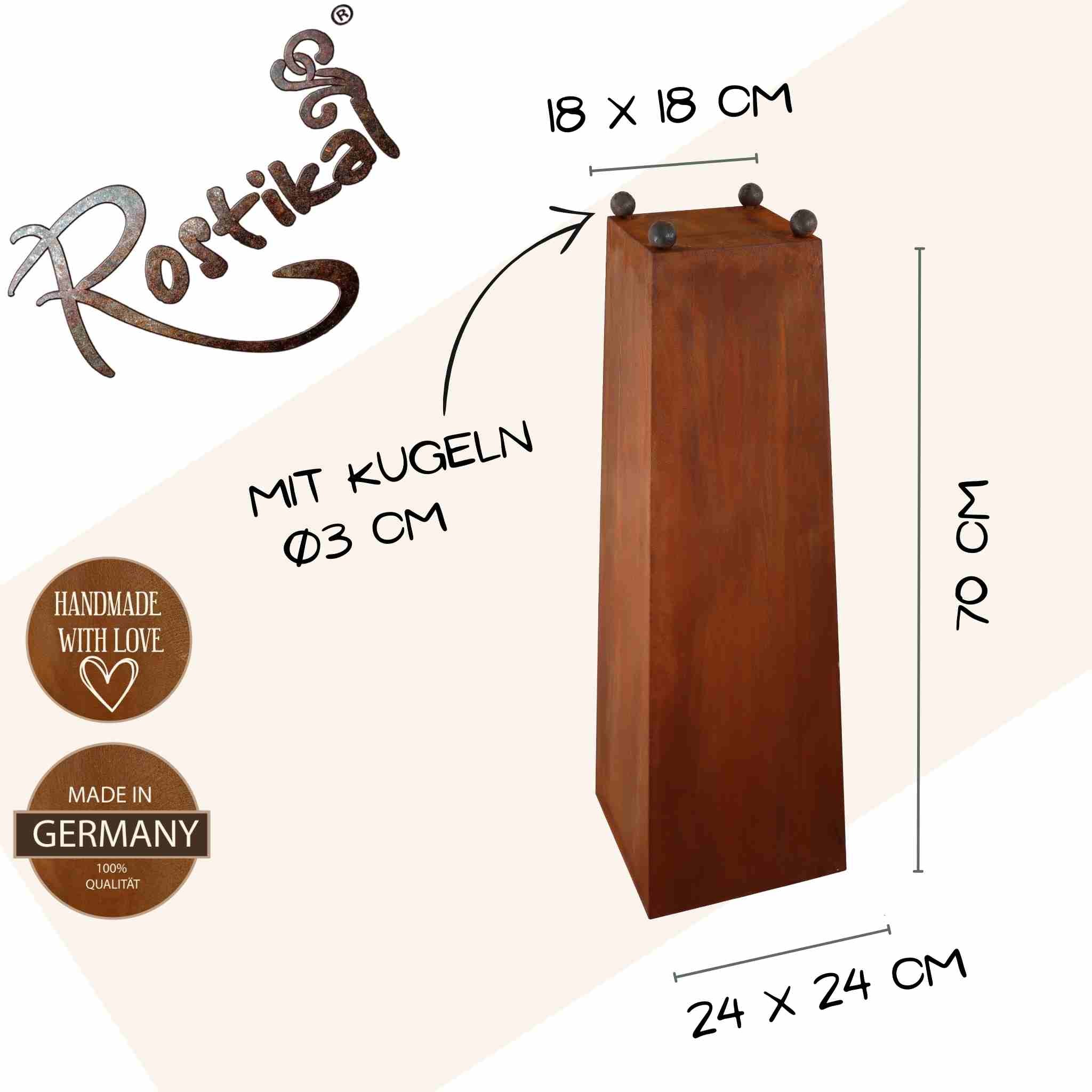 Edelrost Pflanzsäule 70cm – charmante Gartendeko für beeindruckende Pflanzenarrangements im Außenbereich