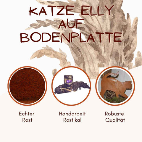 Rostige Metallfigur Katze Elly - Kunstwerk für Außenbereiche - handgefertigt