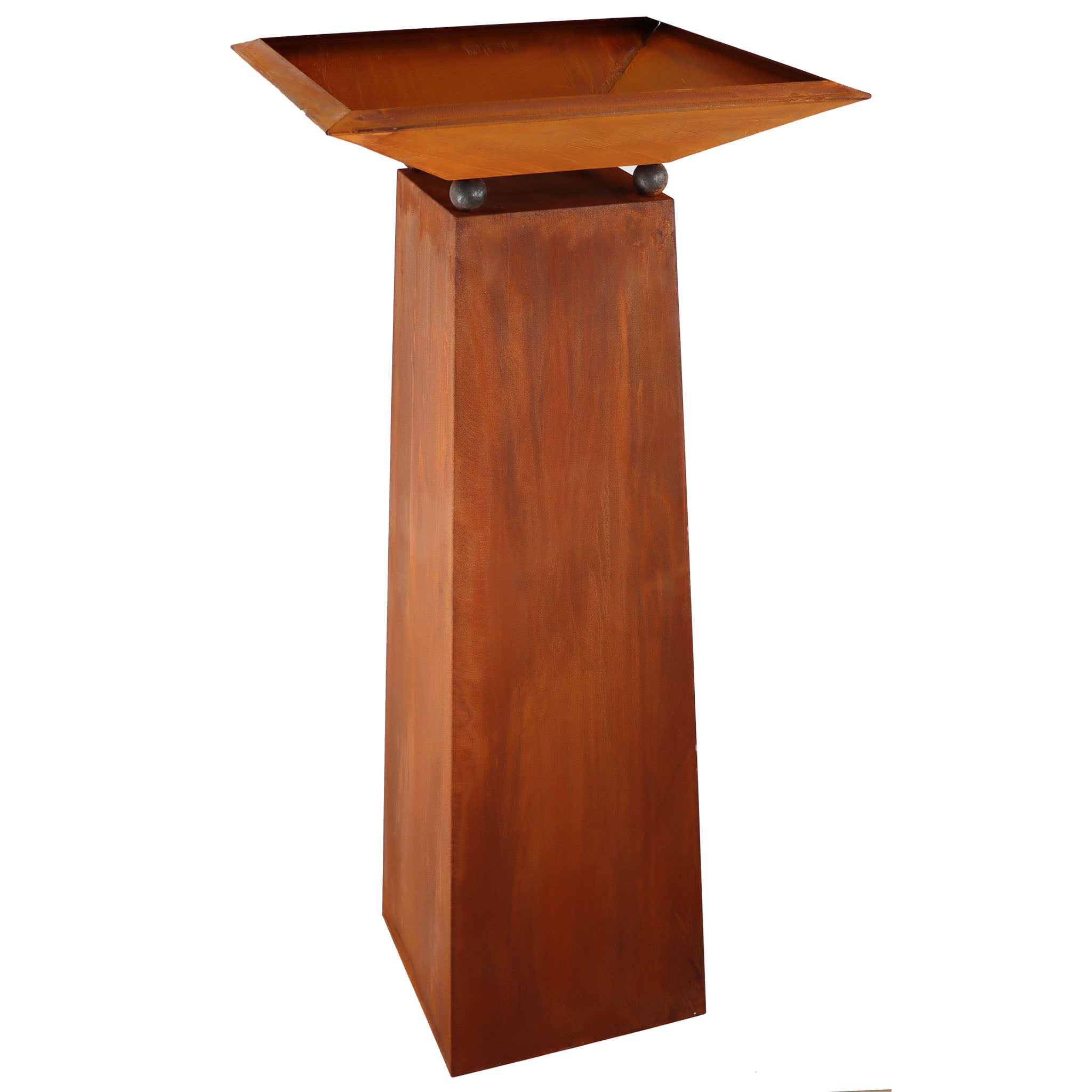 Edelrost Pflanzsäule 130cm – Garten, Terrasse, Balkon und Hauseingang Metall-Deko mit Schale