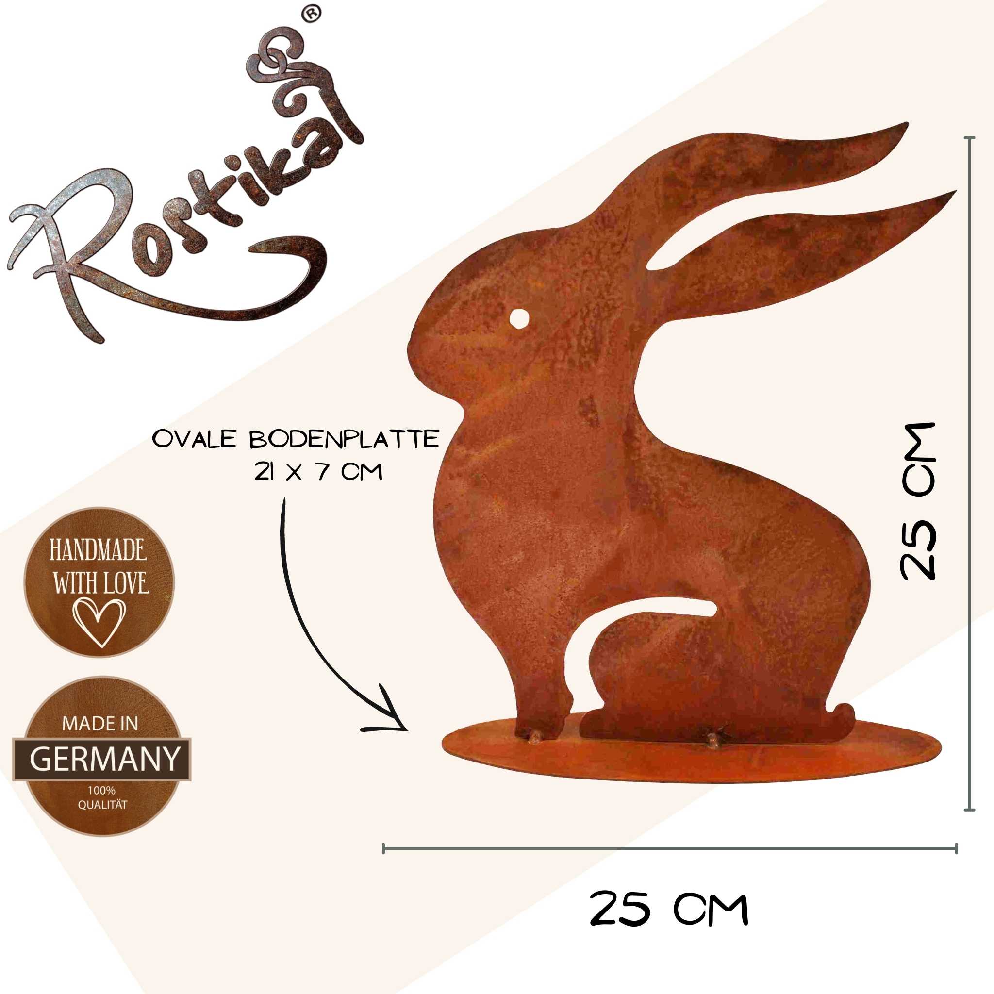 Rostiger Hase "Ulla": Einzigartige Metalldeko mit Charme und rustikalem Look, handgefertigt von Rostikal.