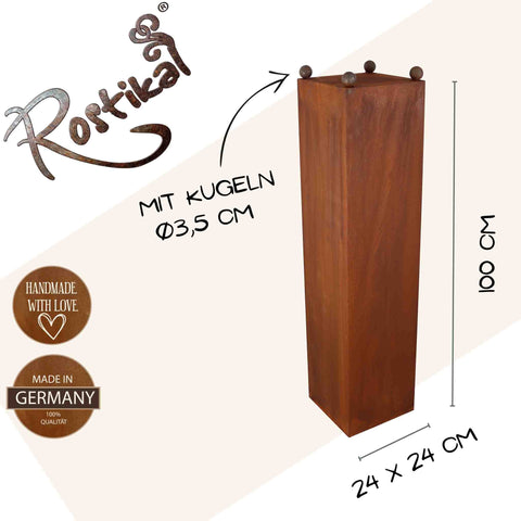 Rost Metall Pflanzsäule Bea & Schale - elegante Garten und Hauseingang Deko