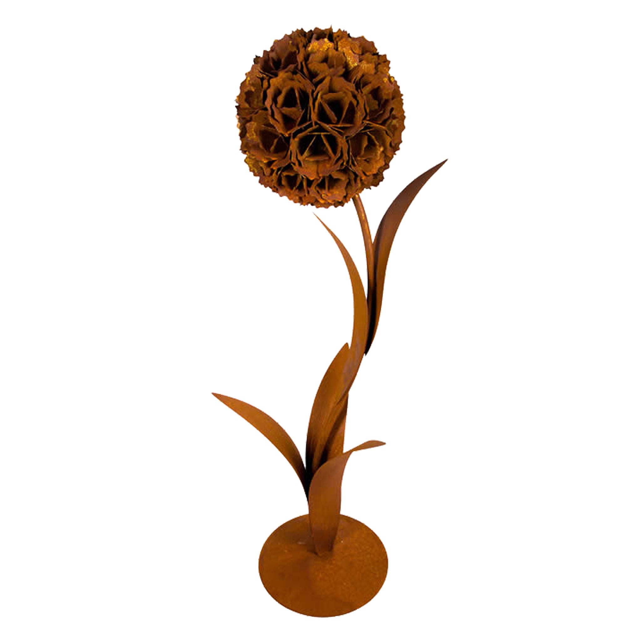 Pusteblume Gartendeko, Edelrost Skulptur, rostige Metalldeko für Gärten, kreative Löwenzahn-Ästhetik