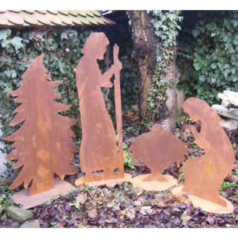 Maria und Josef Weihnachtskrippe Figuren XXL für Ihren Garten | Edelrost Gartendeko