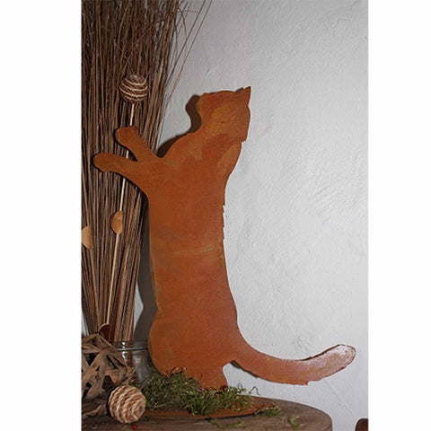 Rostige Metallkatze Feline - Eine dekorative Geschenkidee für Tierliebhaber und Gartenfreunde