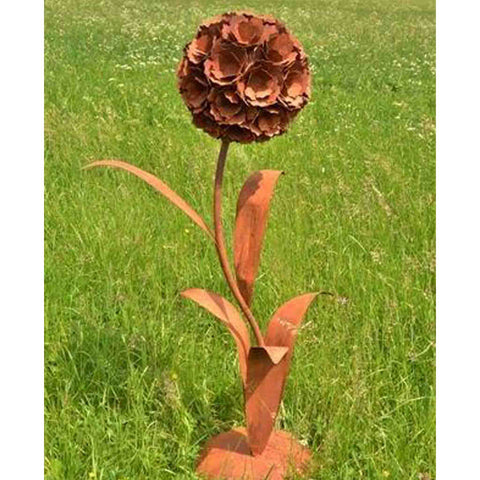 Edelrost Pusteblume Dekoration, Metallskulptur für Außenbereich, künstlerische Garten-Designelement