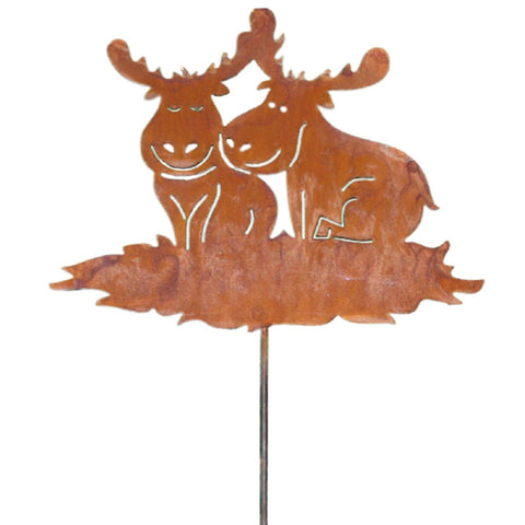 Elch Deko fĂŒr Weihnachten - Rost Gartenstecker Metall Elch Paar groĂ
