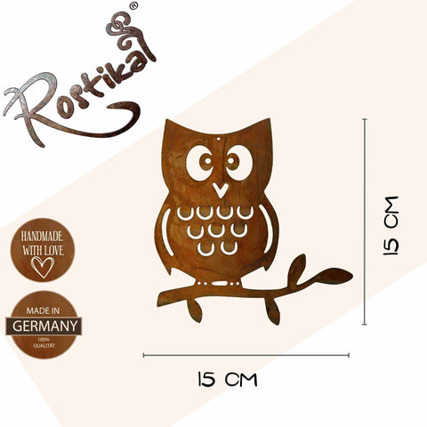Dekorative Edelrost Eule Paulinchen, ideal für einzigartige Gartengestaltung und gemütliche Außenbereiche 