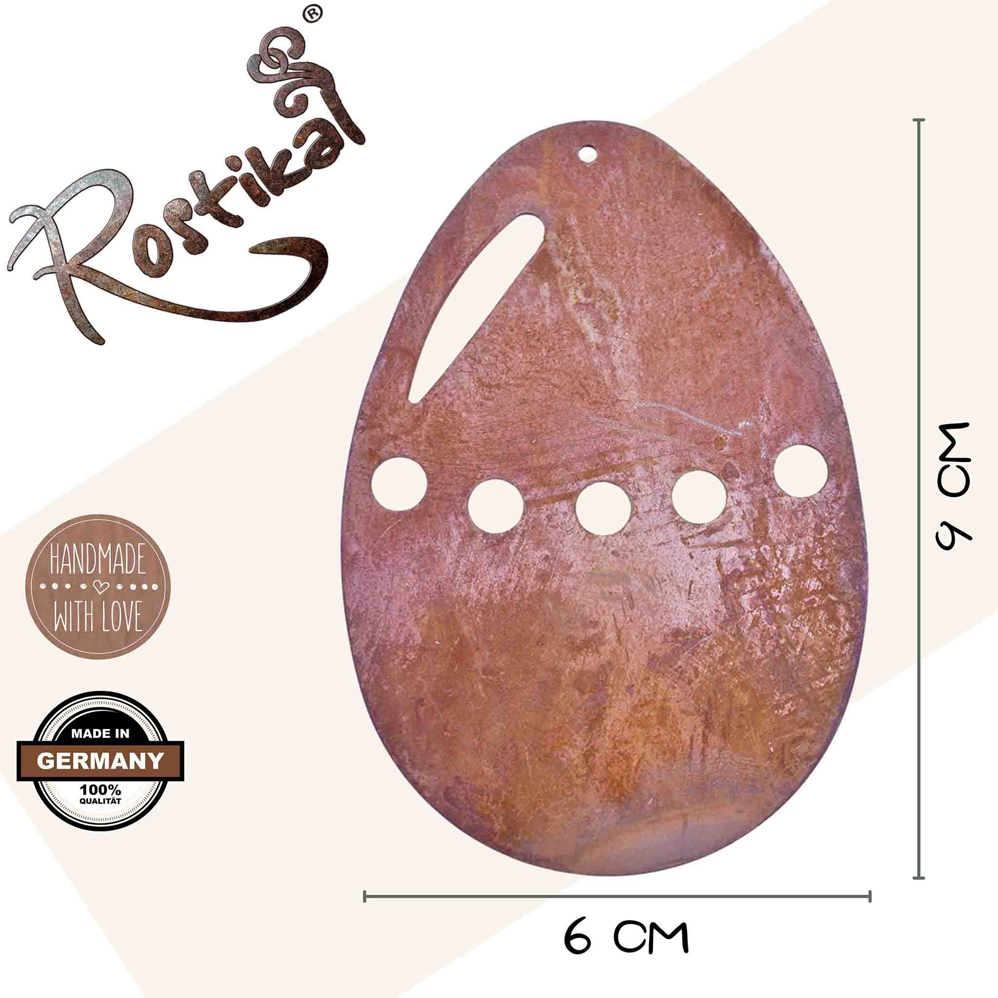 Rustikale Blech-Ostereier mit Muster: Handgefertigte Deko mit einzigartigem Muster, perfekt für eine nostalgische Frühlingsdeko.