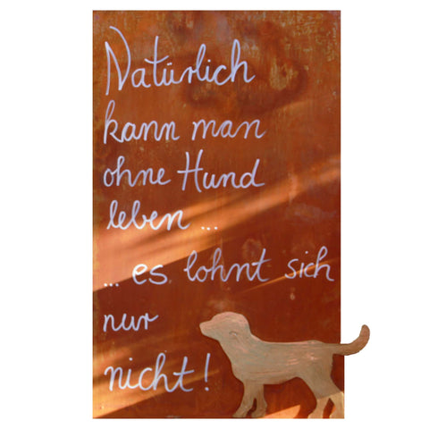 Panneau Samy, Panneau rouillé avec chien