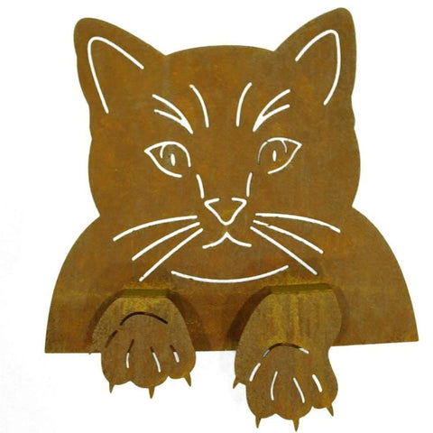 Edelrost Katze als Gartendeko - Zum Einhängen an Zaun & Balkon