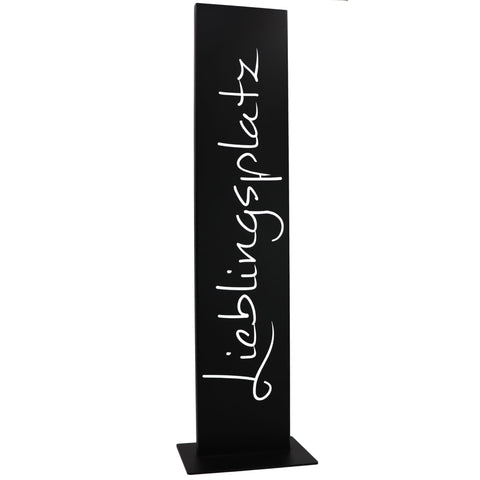 Lieblingsplatz Schild | Metall Deko Spruchtafel schwarz 71 cm