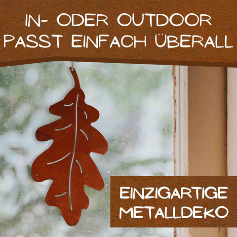 ost-Deko Eichenblatt zum Hängen – charmante Herbstdekoration aus Metall, ideal für Garten und Innenraum.