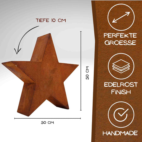 Metall-Weihnachtsstern 3D, Edelrost | Outdoor & Indoor Deko, standfest, wetterfest
