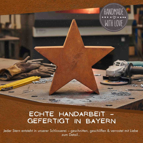 Metall-Weihnachtsstern 3D, Edelrost | Outdoor & Indoor Deko, standfest, wetterfest