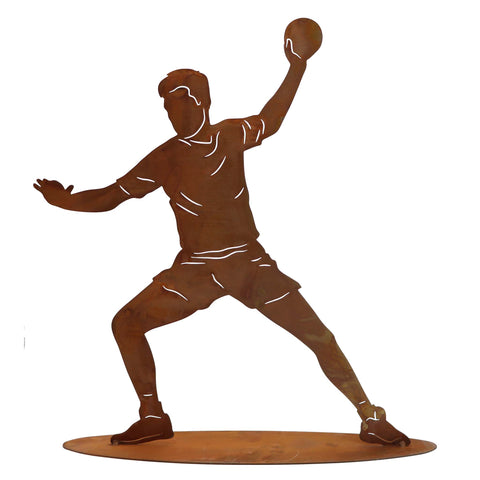 Handball Spieler Silhouette aus Rost / Schwarz  – Dekoratives Kunstwerk