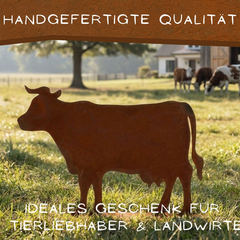 Handgefertigte Edelrost-Kuh aus Cortenstahl als ideales Geschenk für Tierliebhaber und Landwirte