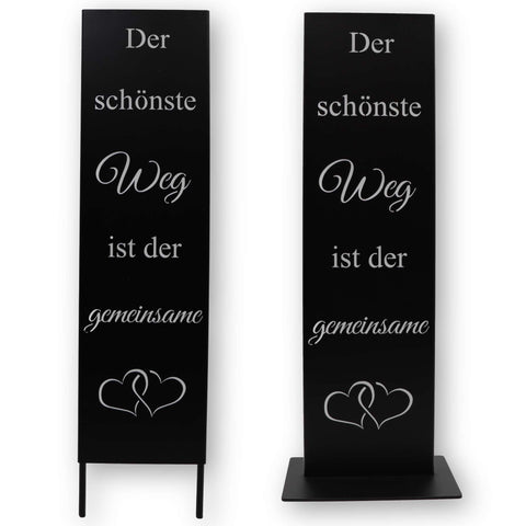 Metall Spruchtafel Garten Deko Stele | Hochzeitsdeko schwarz | 55 cm