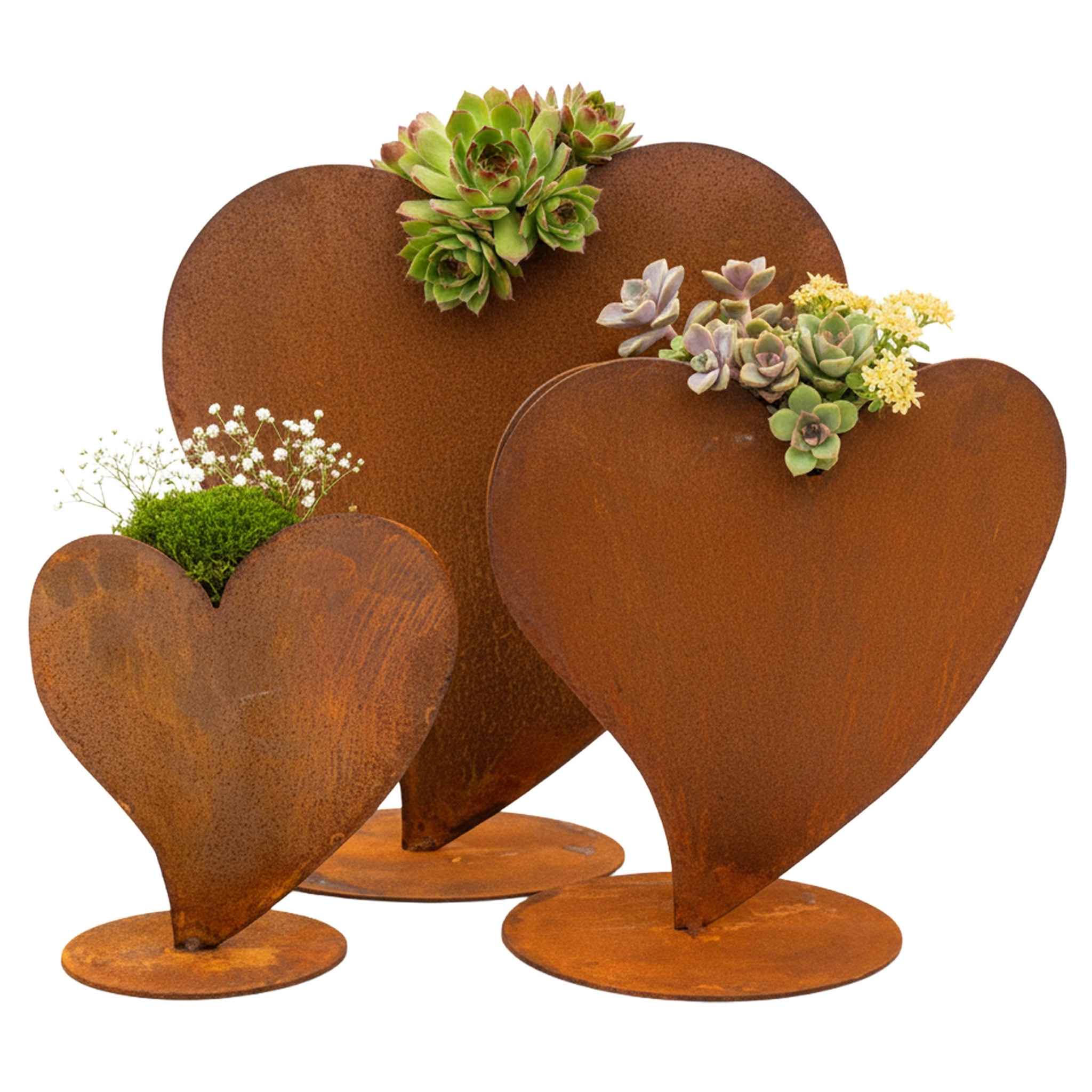 Edelrost Herz zum Bepflanzen - Dekoratives Pflanzherz als Geschenkidee