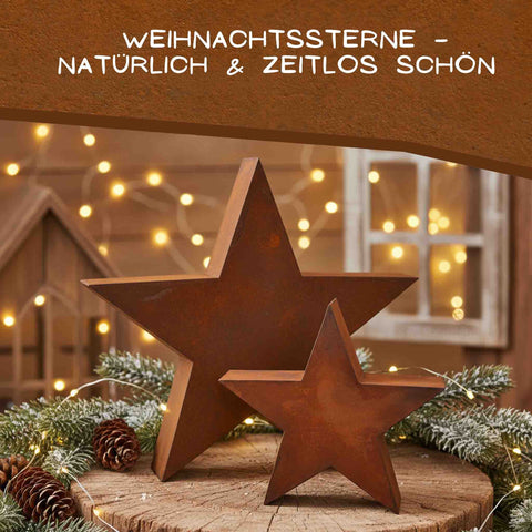 Metall-Weihnachtsstern 3D, Edelrost | Outdoor & Indoor Deko, standfest, wetterfest