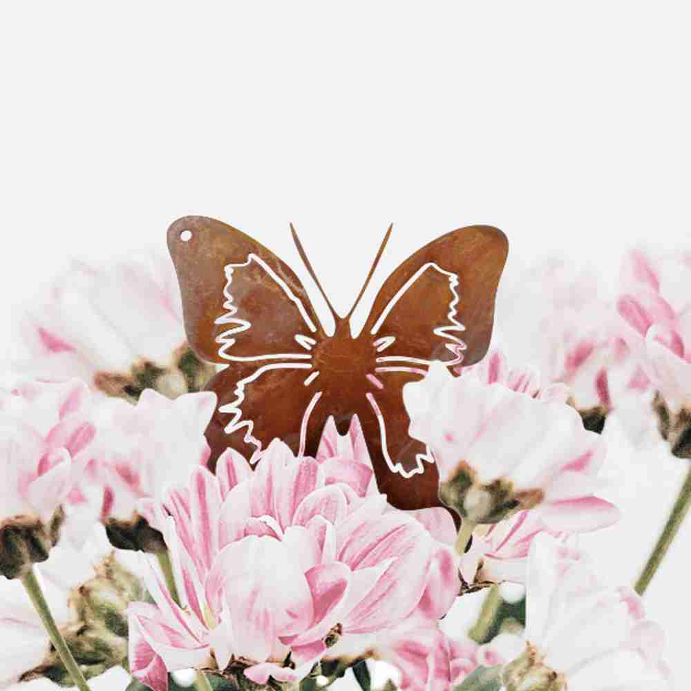 Filigraner Rost-Schmetterling - Metall-Dekoration für stilvolle Akzente in Garten und Wohnbereich, als Hängedeko oder Gartenstecker