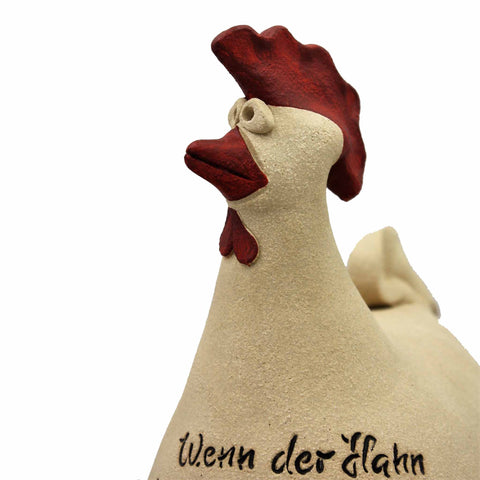 Deco rooster Burschikos, handmade decorative figure from clay