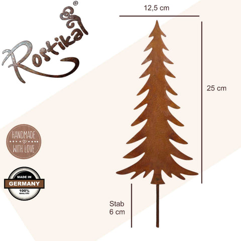 Edelrost Weihnachtsdeko Tannenbaum zum Stecken auf Bodenplatte in verschieden Größen