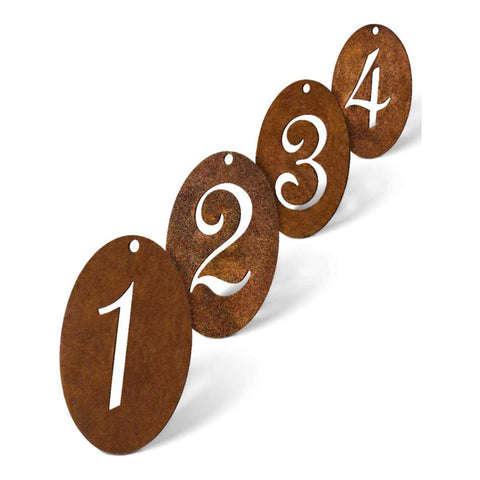 Handgefertigte Edelrost Adventsdeko Zahlen zum Hängen, mit rustikalem Vintage-Look und natürlicher Patina Oberfläche, perfekt für Ihren Adventskranz.